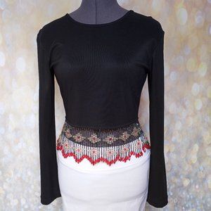 Vintage Carabella Jewel Fringed Crop Top